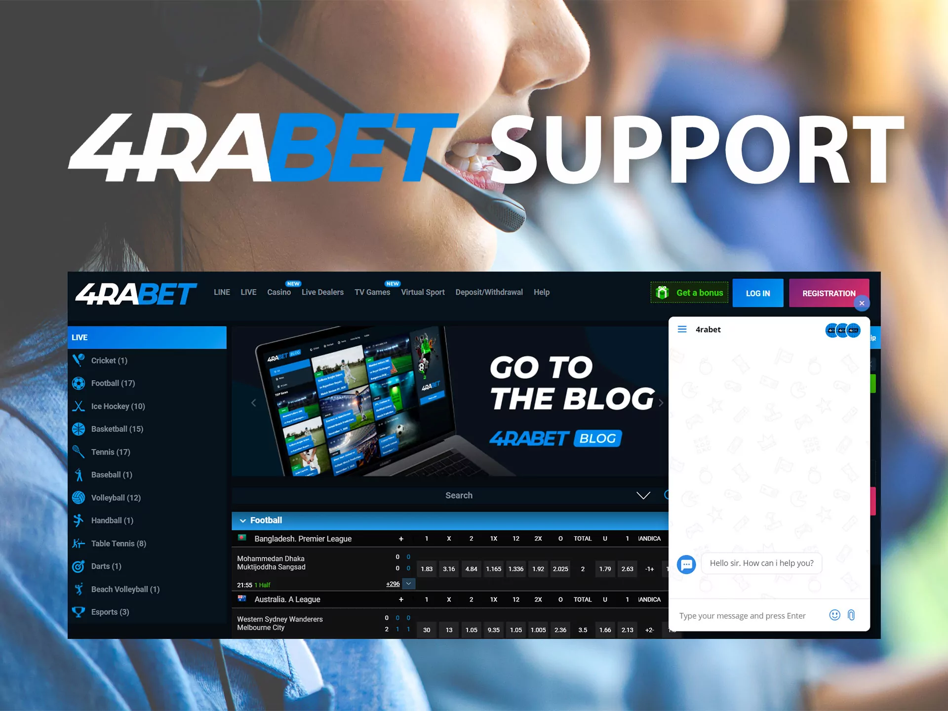 4rabet's 24/7 support team will answer any question about sports betting.