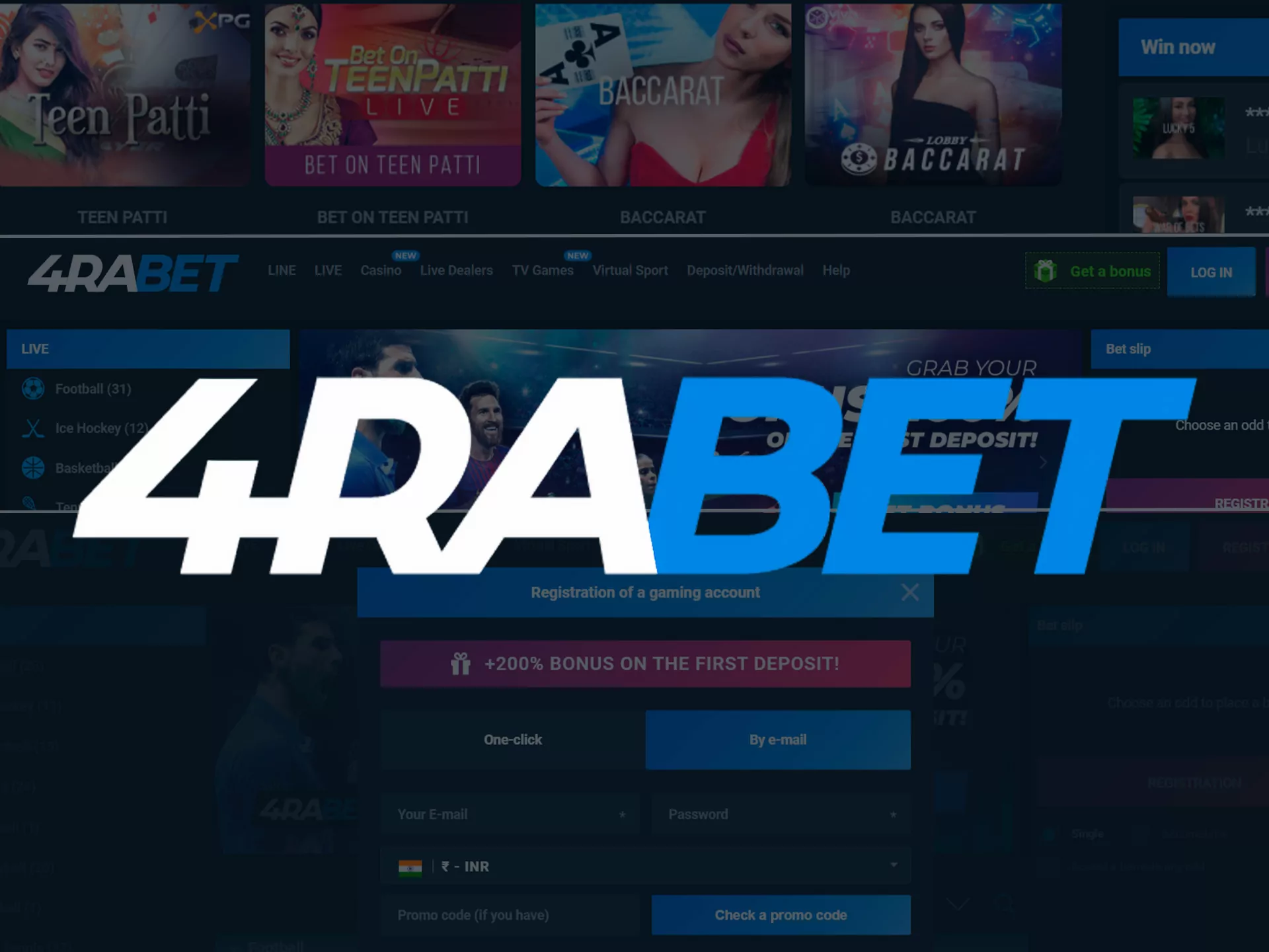 4rabet is a great place for betting on sport for players from India.