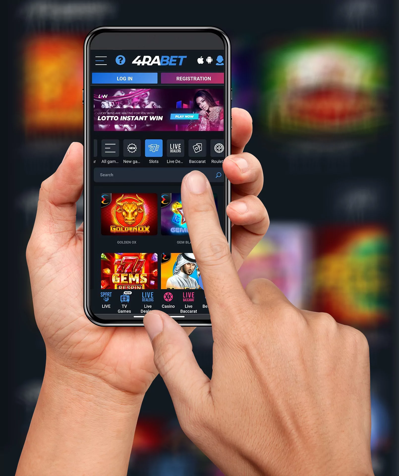 You can also play casino games via the 4rabet mobile app.