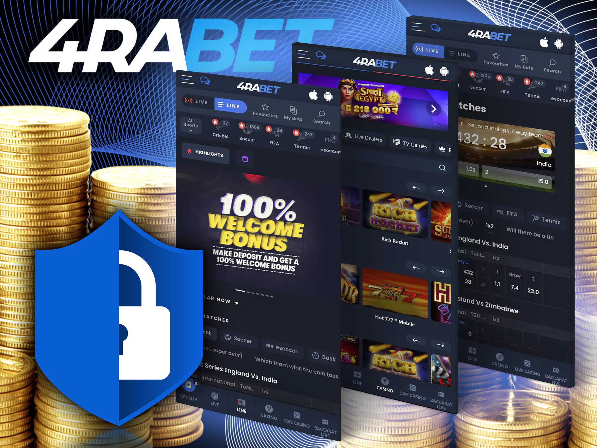 Security 4rabet bonus for user anonymity, safety and security when using bets at the bookmaker.