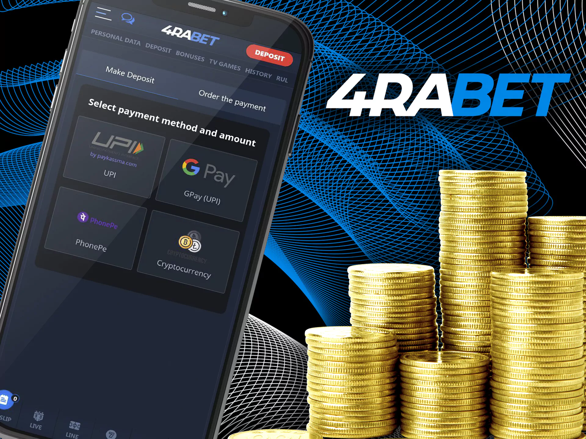 Make your first deposit in the 4rabet system.