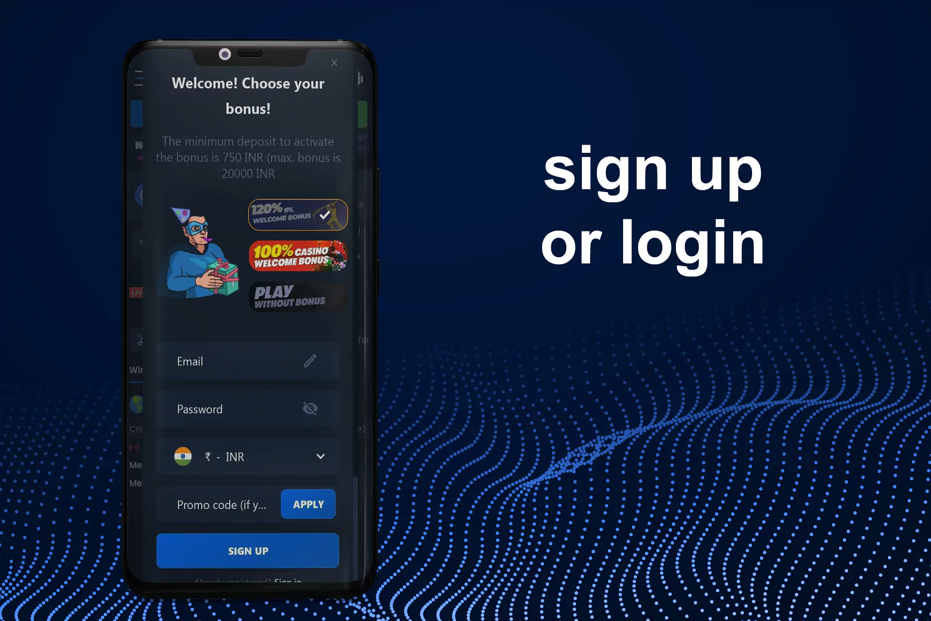 Create a new account or login if you already have it.
