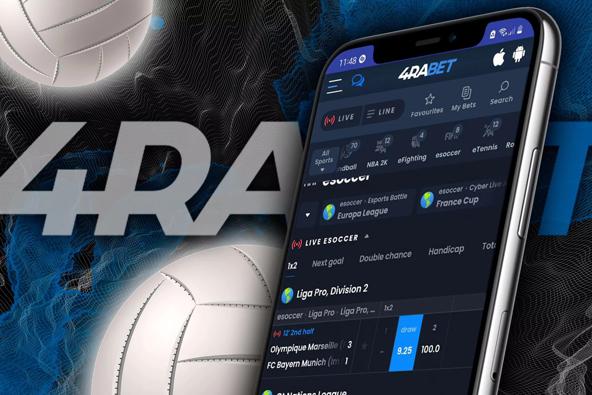 Find the sports betting section in your app.
