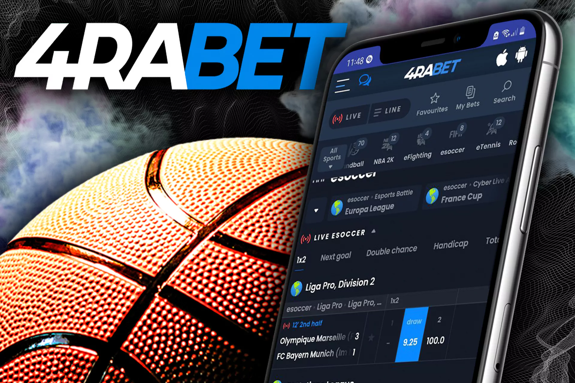 Find the sports betting section in the app and go to it.