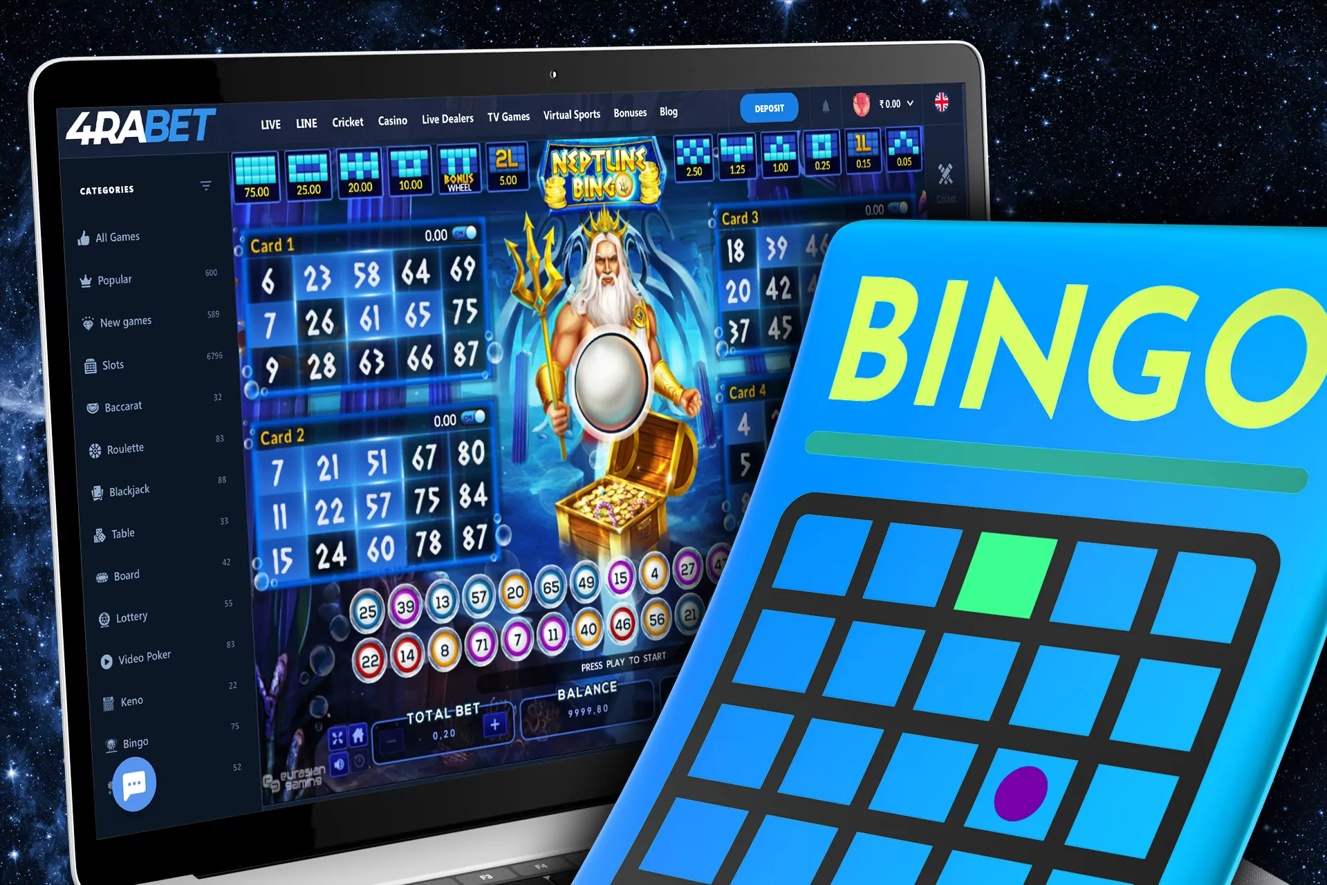 Bingo is also among the games of the 4rabet casino.