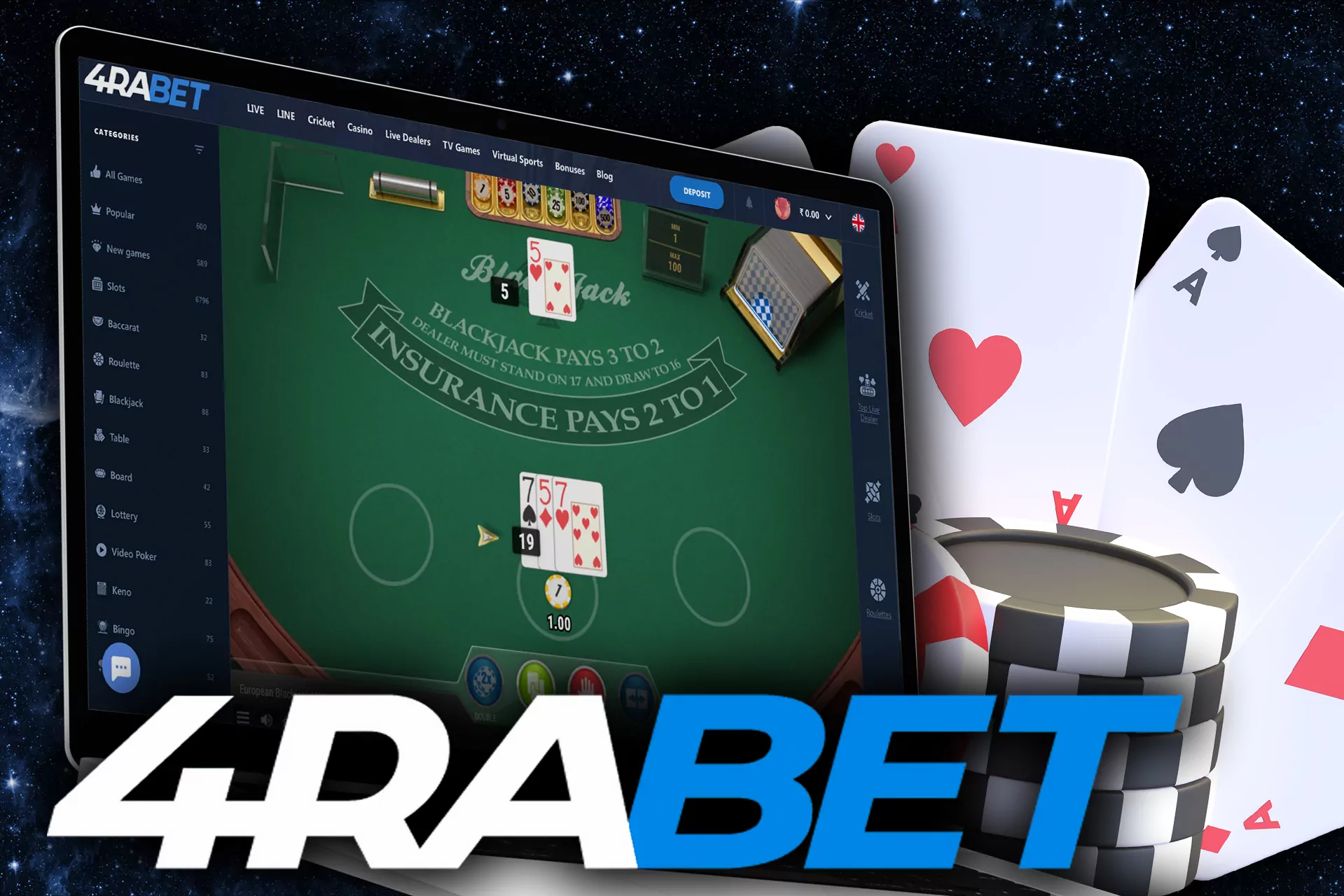Gather 21 points and win big money in blackjack.