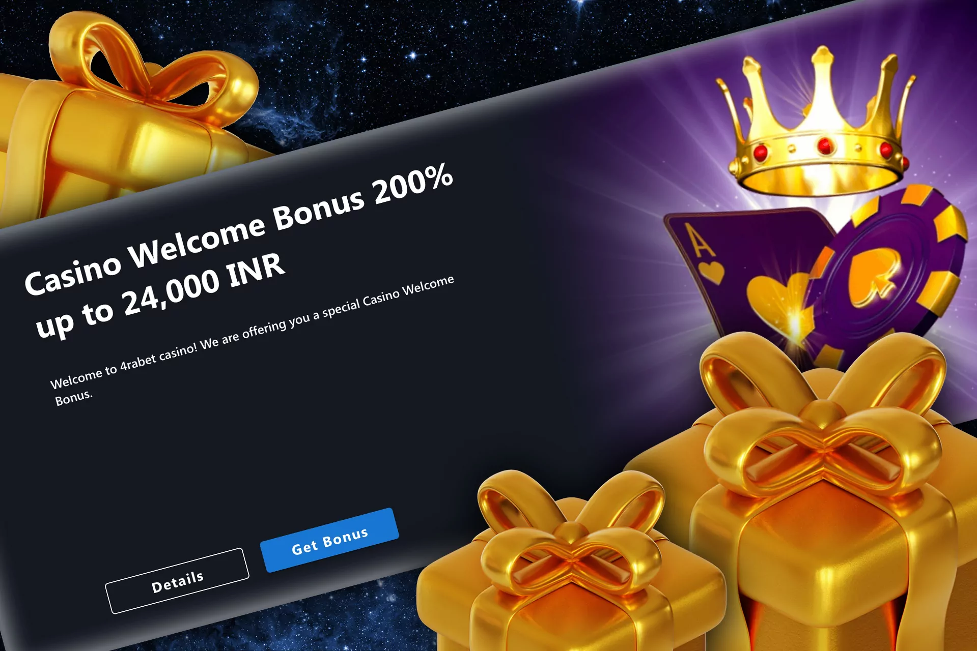 Get up to 24,000 INR as a welcome bonus for casino games.