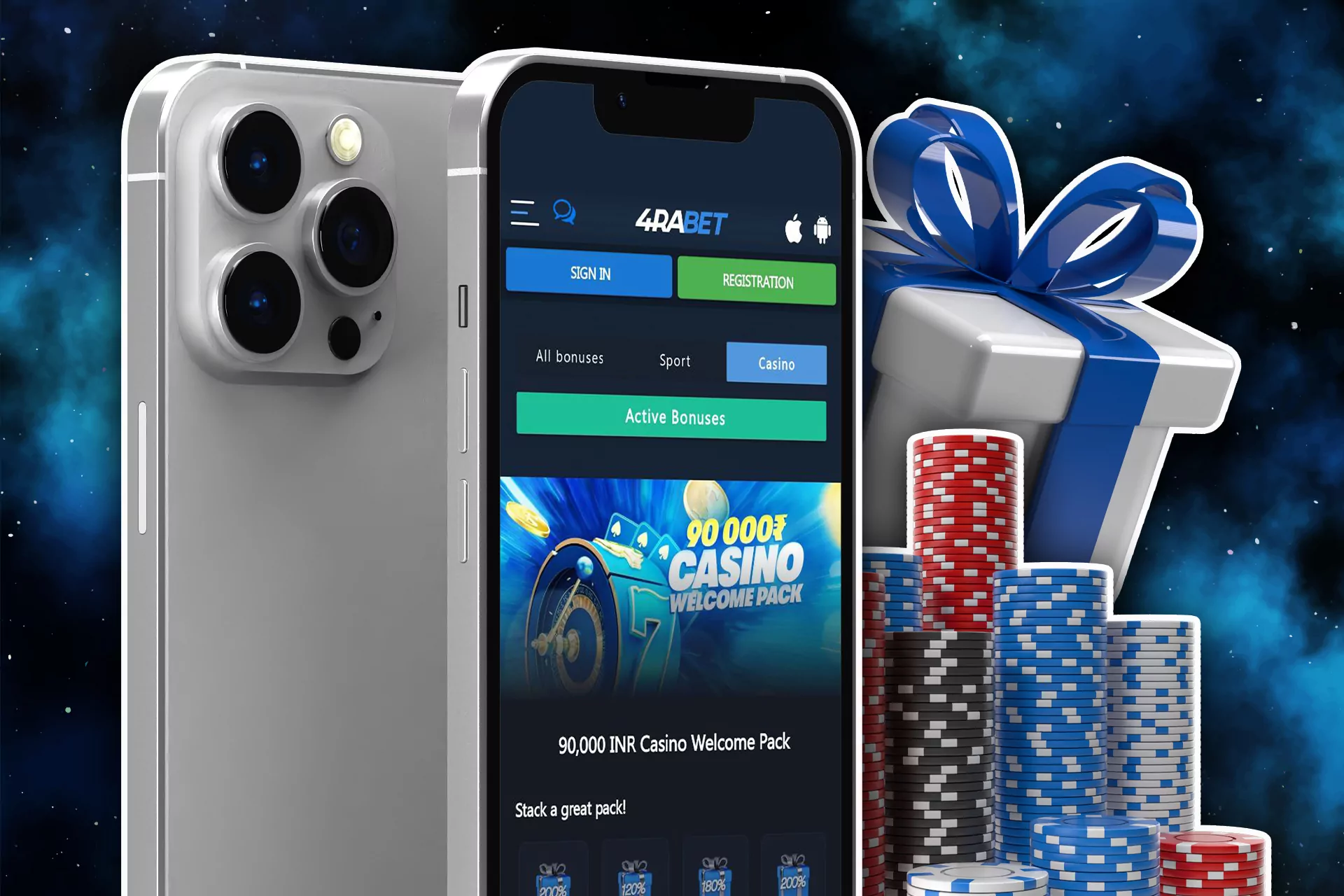 Get up to 90,000 INR as a welcome casino bonus.