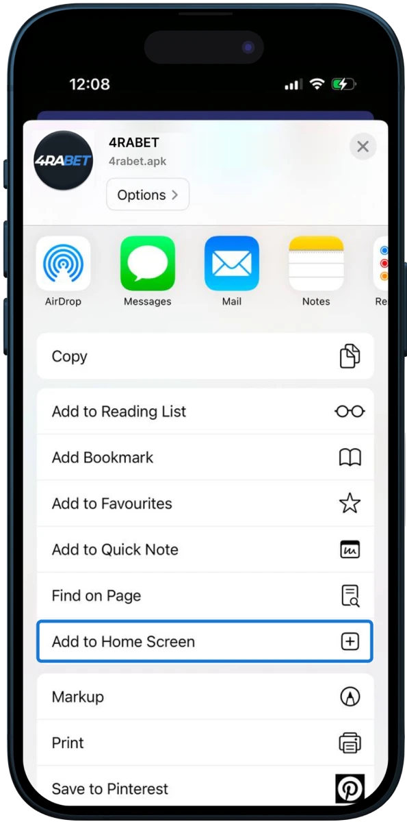 Add the 4RaBet online casino application to your home screen and play your favorite games.