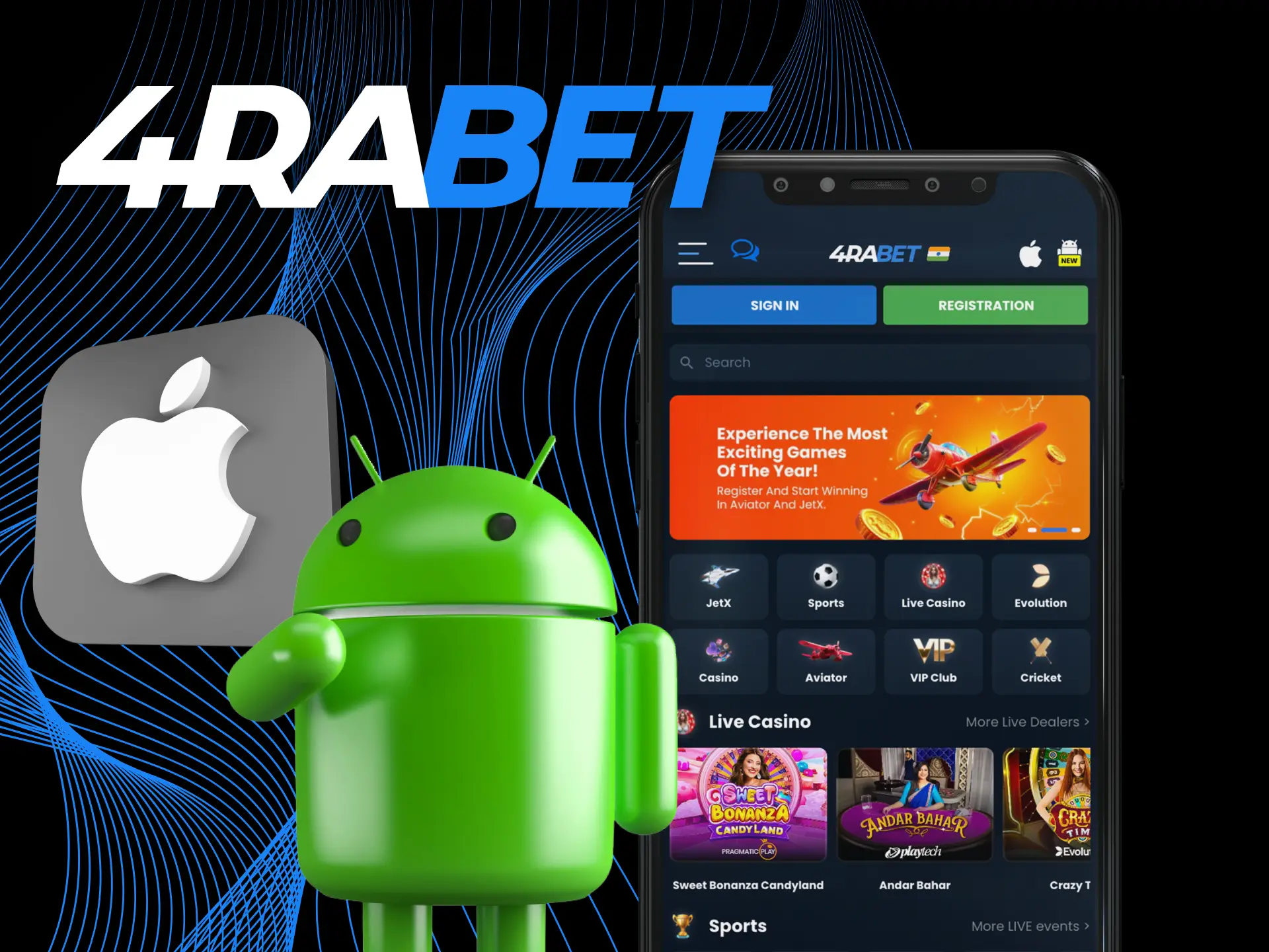 Install the 4RaBet online casino application on your phone and play at any time.