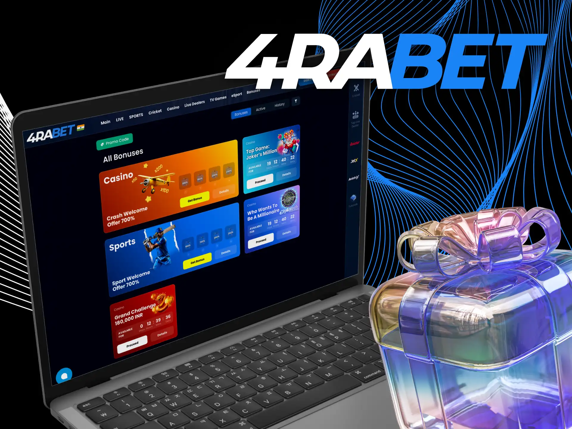 The 4RaBet online casino offers players a large selection of bonuses.