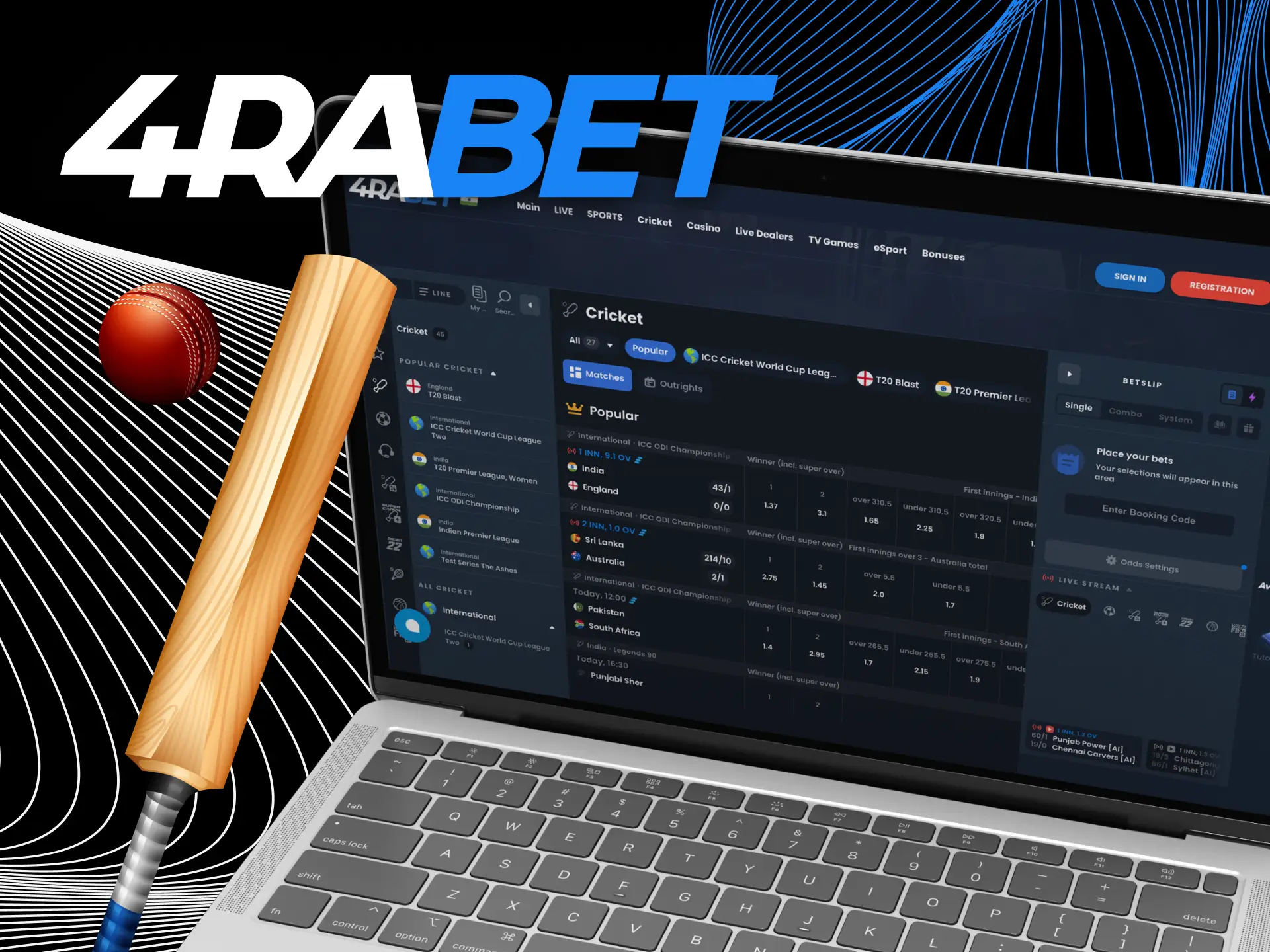 In the 4RaBet online casino you can bet on individual players.