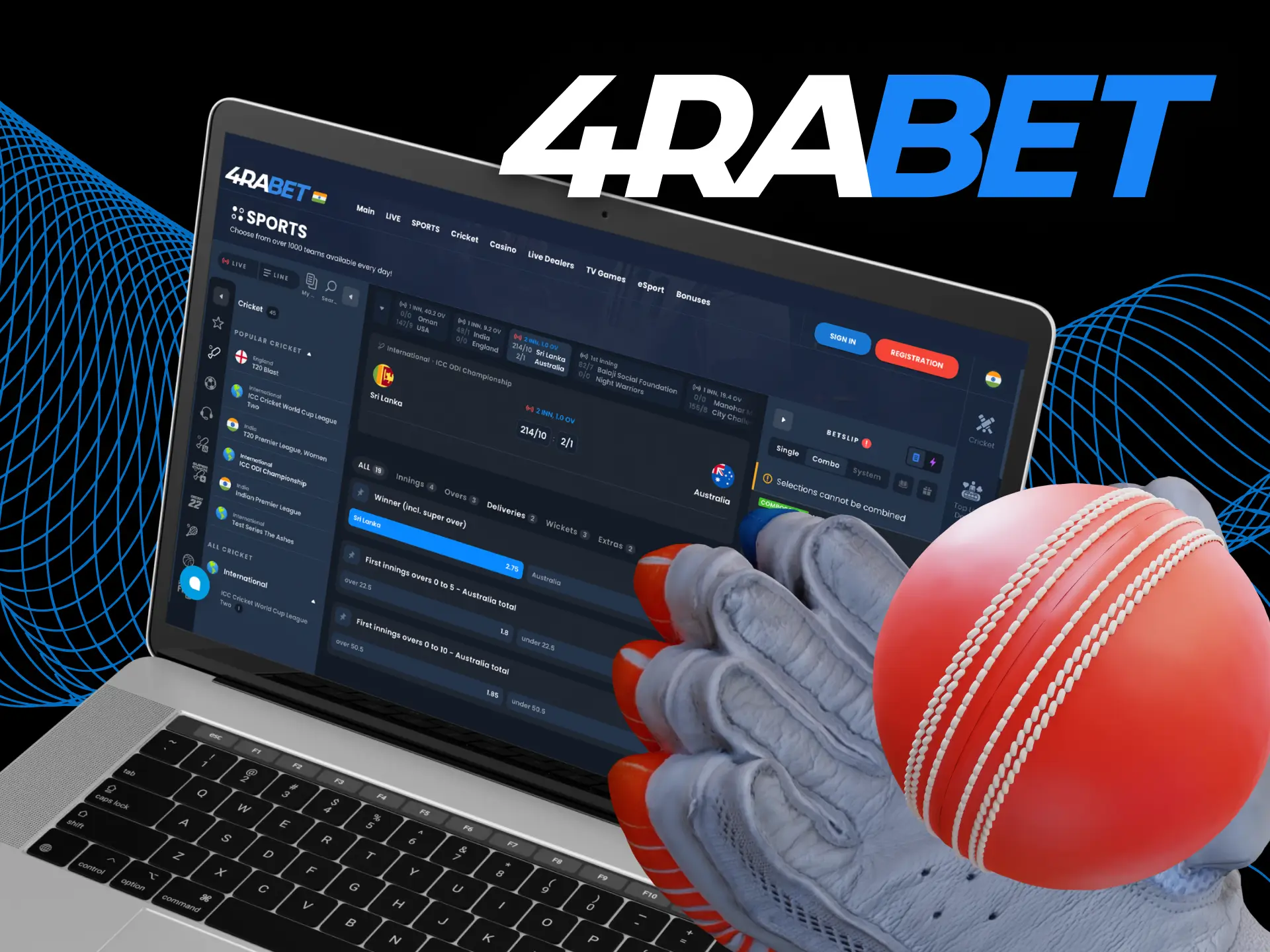 Analyze team performances and place bets in the 4RaBet online casino.