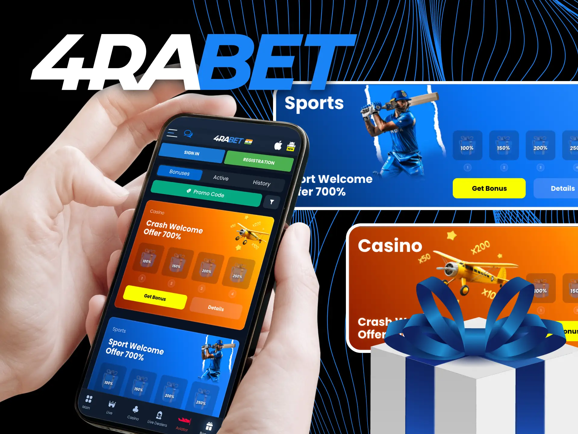 Create a new account at the 4RaBet online casino and receive a welcome bonus for new players.