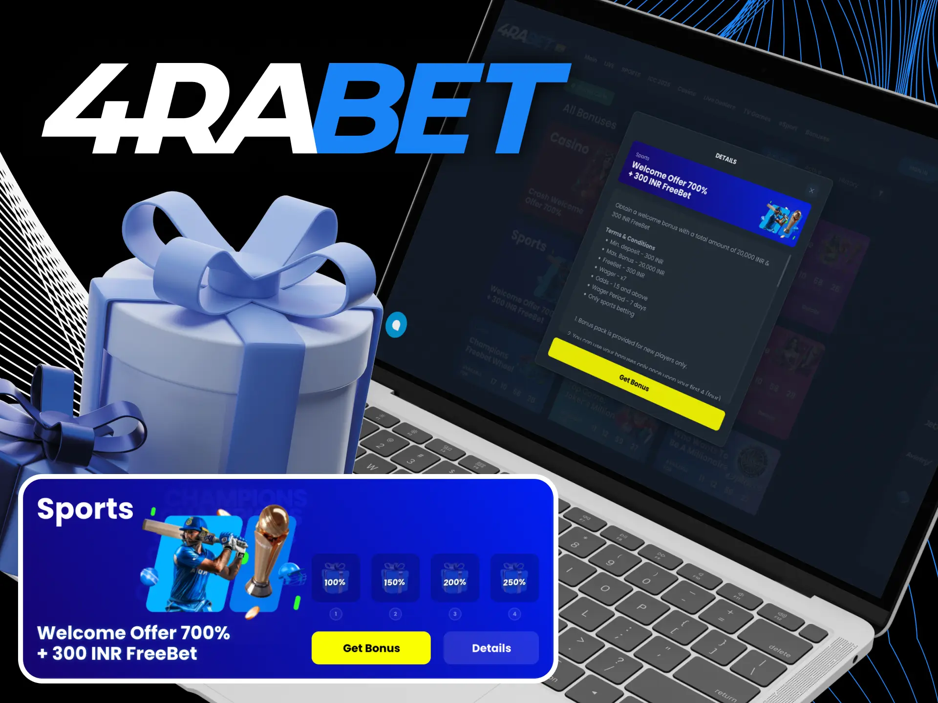 Make a minimal deposit and get a welcome bonus for betting.