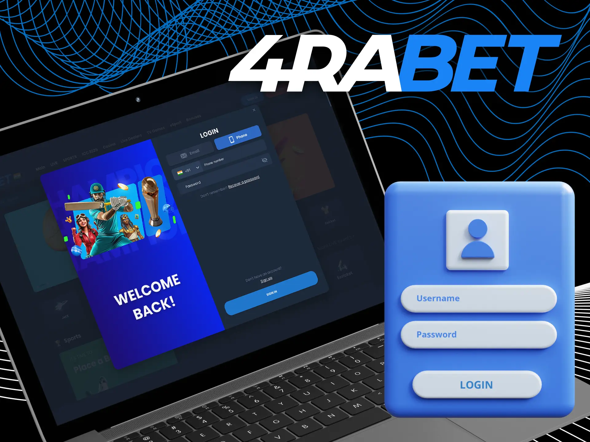 Log in to the 4rabet online casino website.