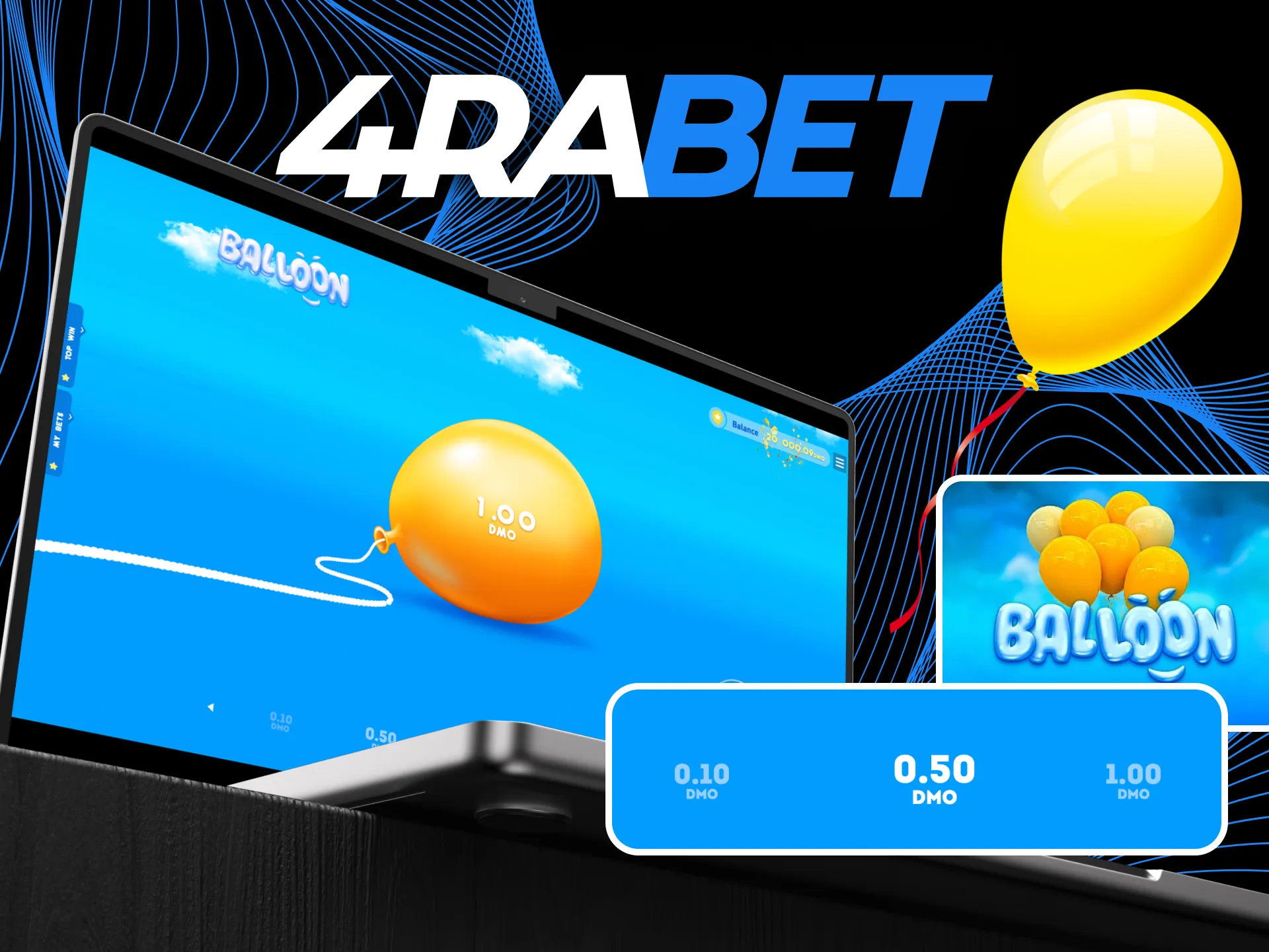 Place bets and win in the Balloon game at 4rabet online casino.