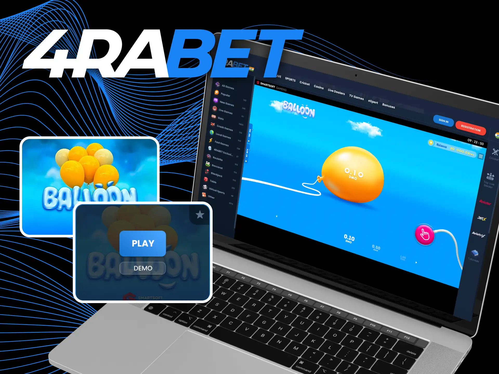 Try your skills in the demo mode of the Balloon game at the 4rabet online casino.