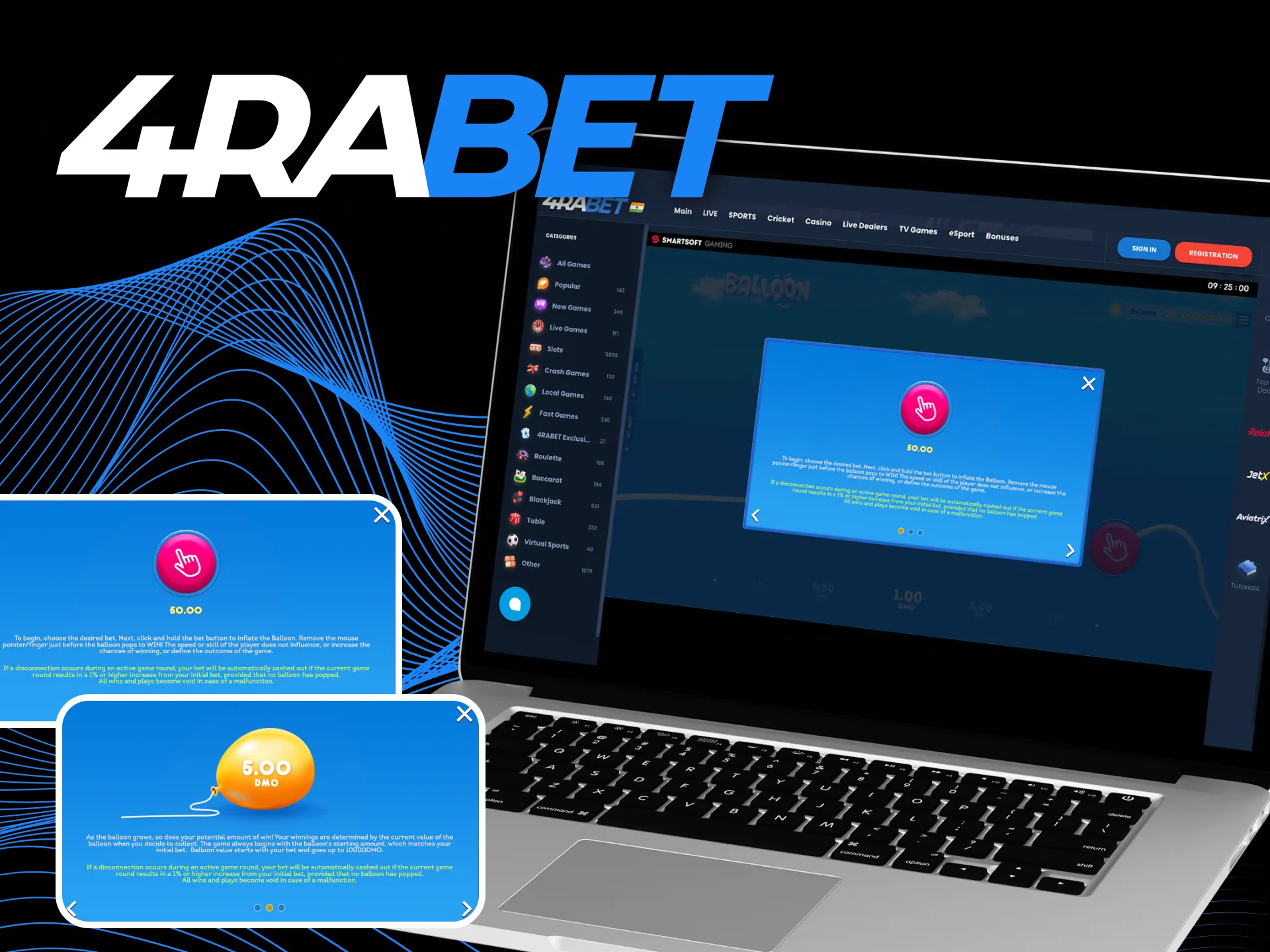 Check out the rules of the Balloon game and start playing at 4rabet online casino.