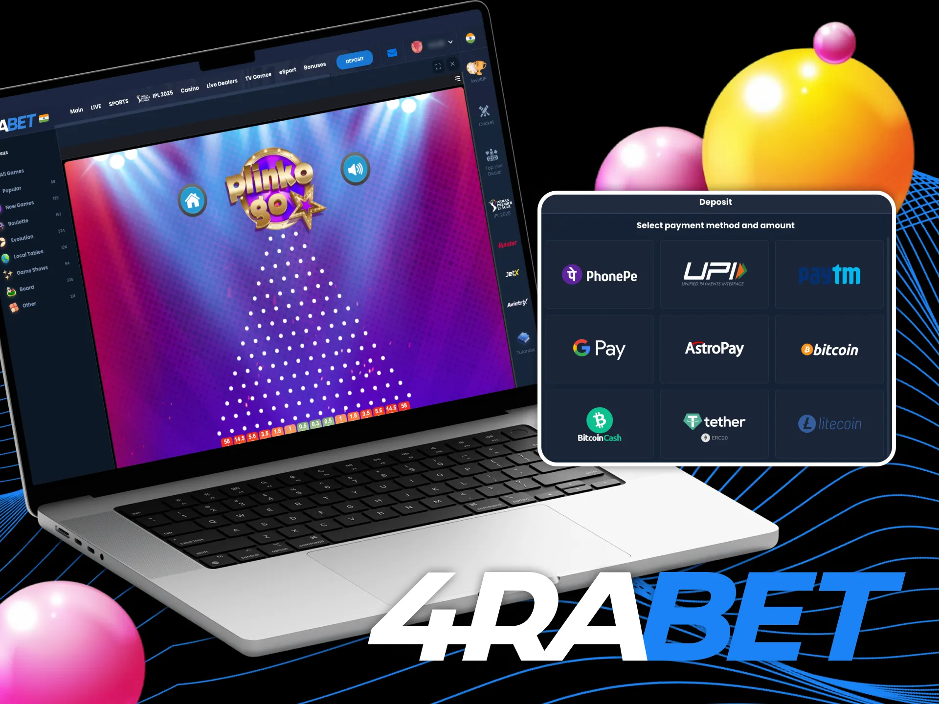 Join 4RaBet India and start playing the rewarding Plinko Game today.