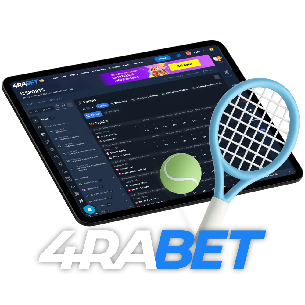 Learn how to bet on tennis on the 4rabet site or in the app.