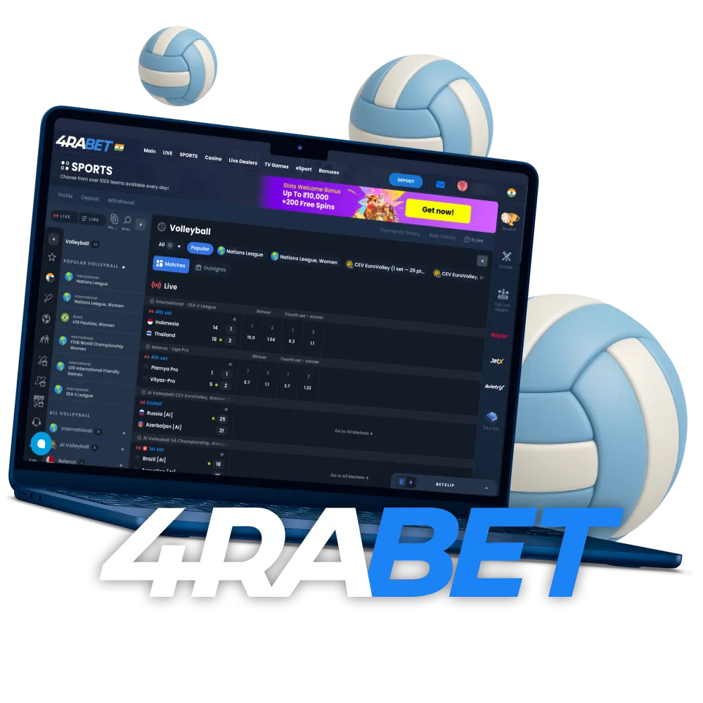 Learn how to bet on volleyballat the 4rabet site and in the app.