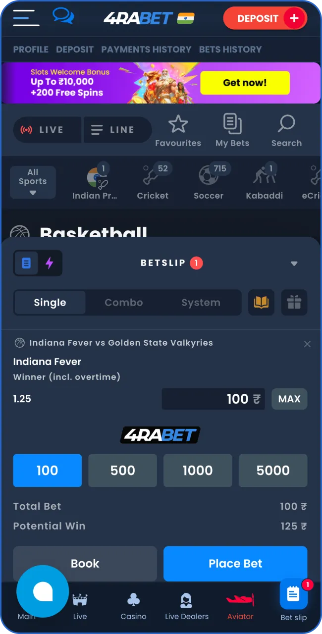 Confirm the bet.