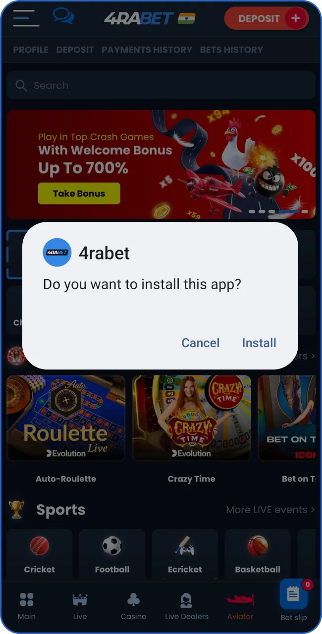 Download the 4RaBet app easily using the provided link.