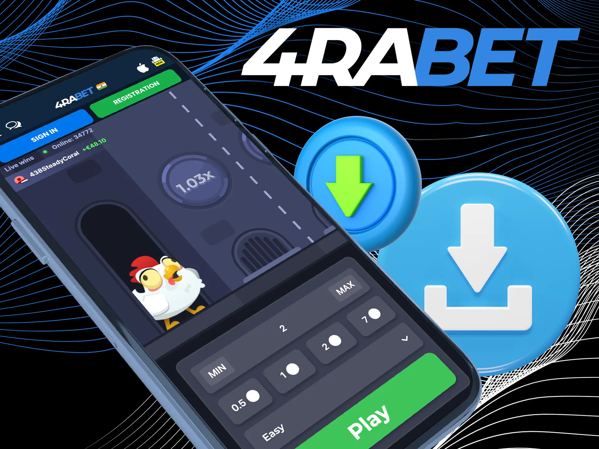 Find out how to download the 4rabet app to play Chicken Road.