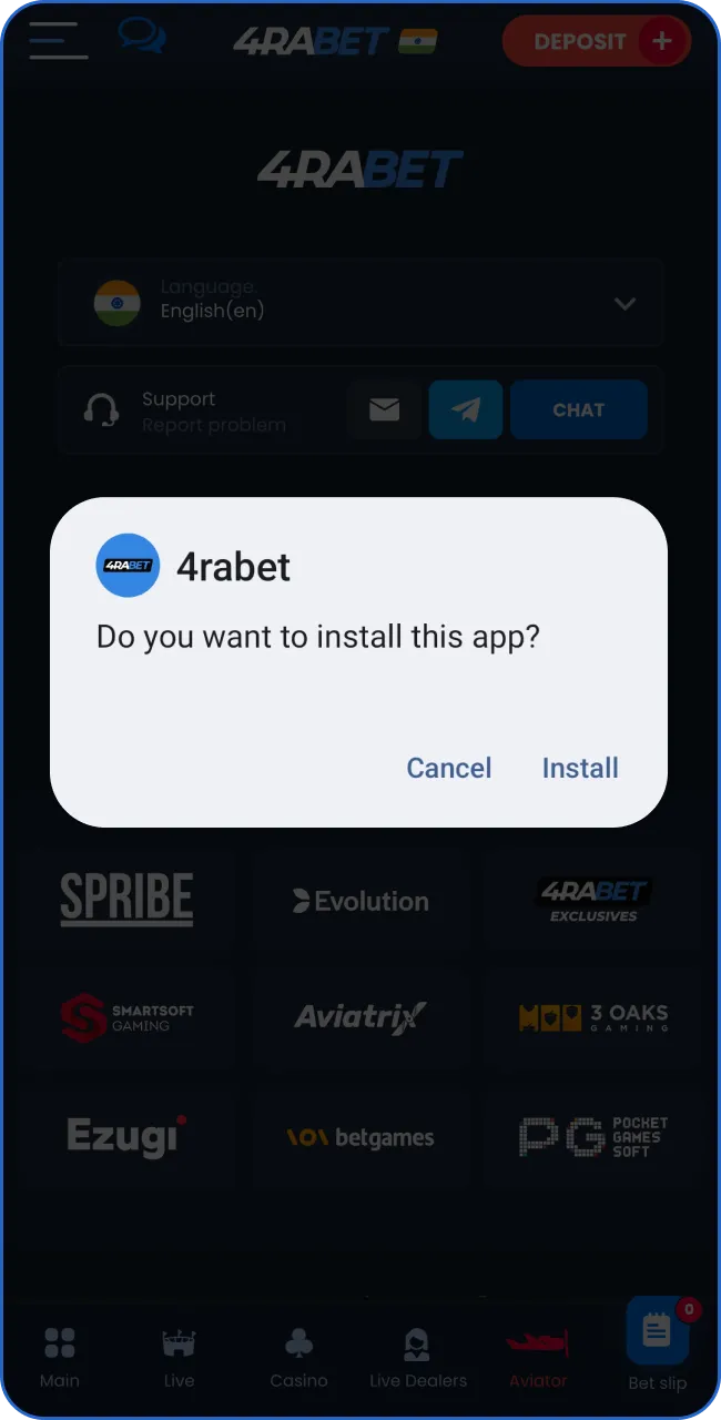 Start betting on the go by downloading and installing the 4RaBet app.