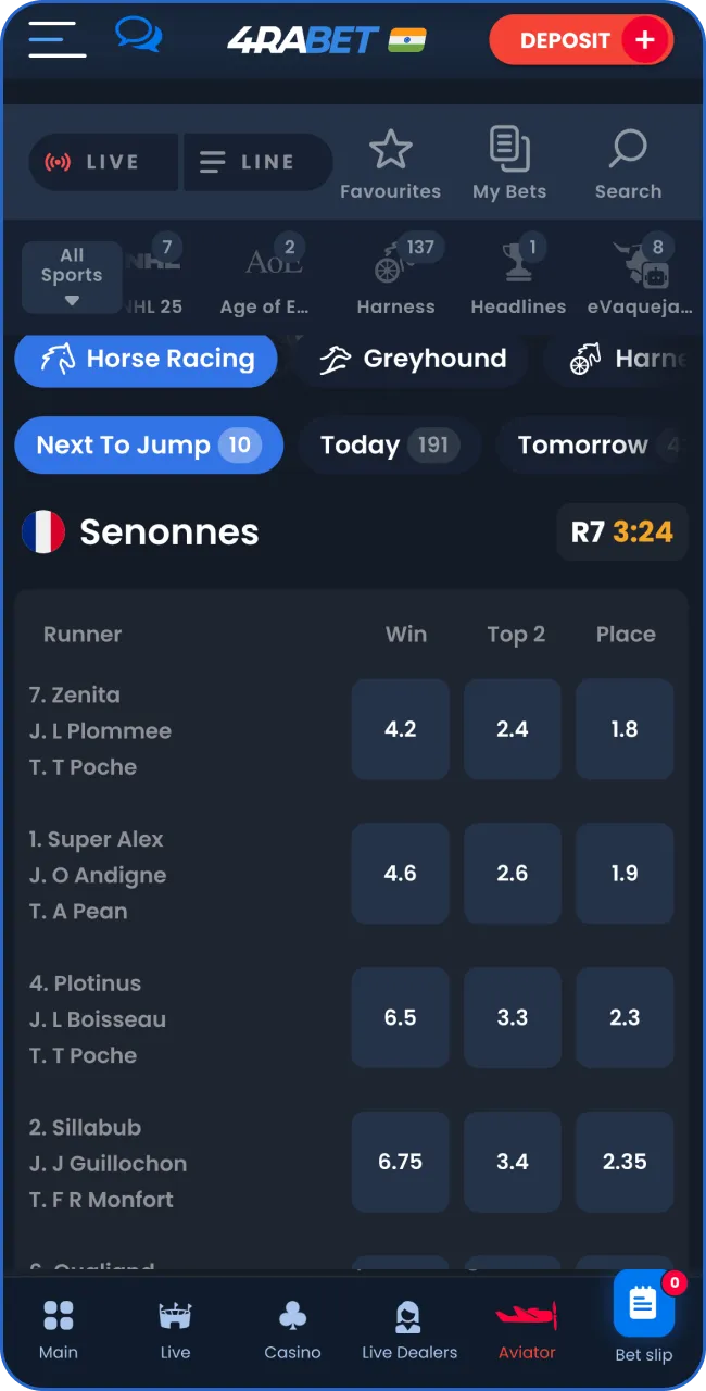 Choose a match and look through the odds.