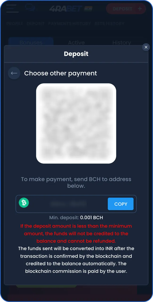 Top up a new betting account using your payment method.