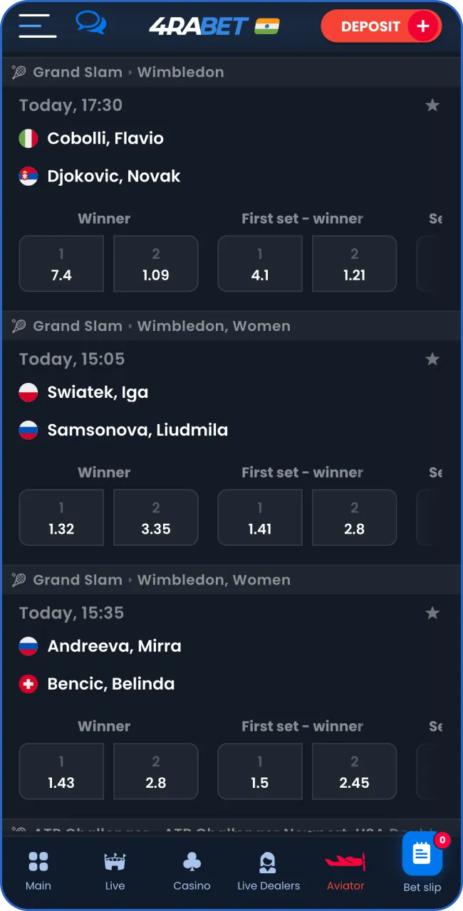 Look through the matches and select one that you want to bet on.